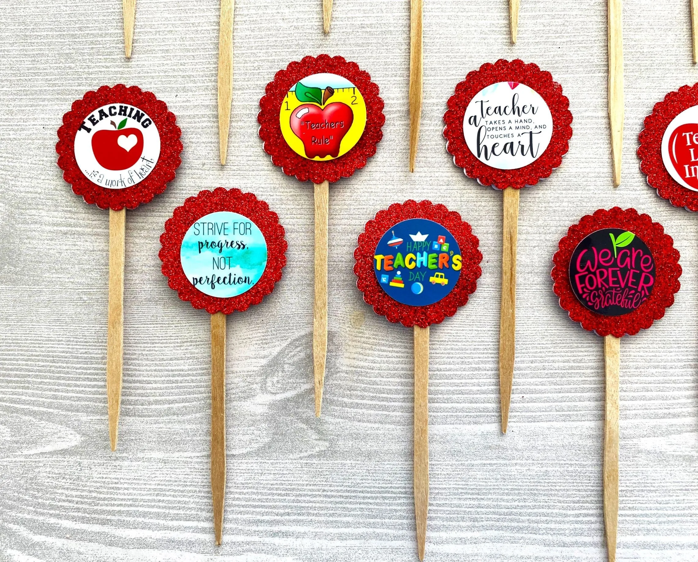 Teacher Appreciation Cupcake Toppers, Set of 15