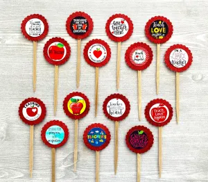 Teacher Appreciation Cupcake Toppers, Set of 15