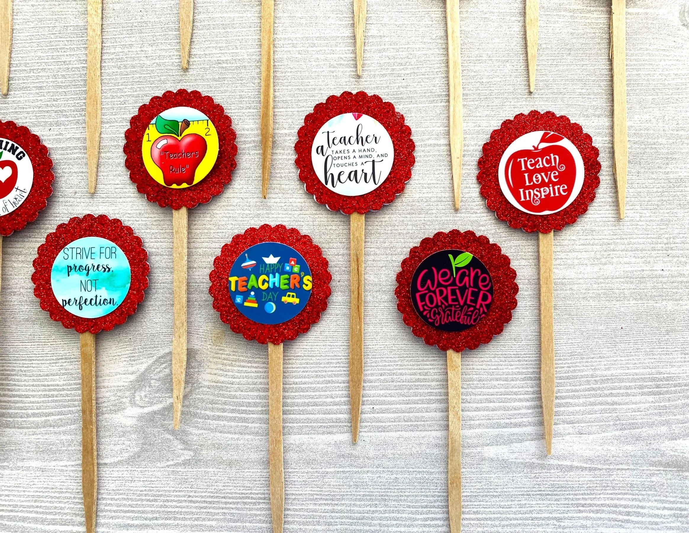 Teacher Appreciation Cupcake Toppers, Set of 15