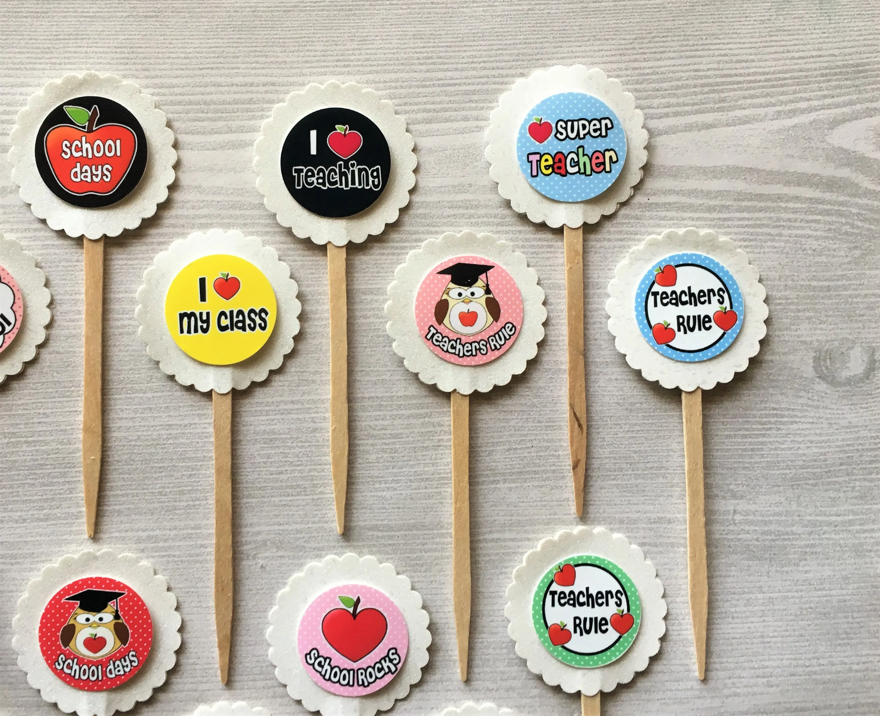 Teacher Appreciation Cupcake Toppers, Set of 15