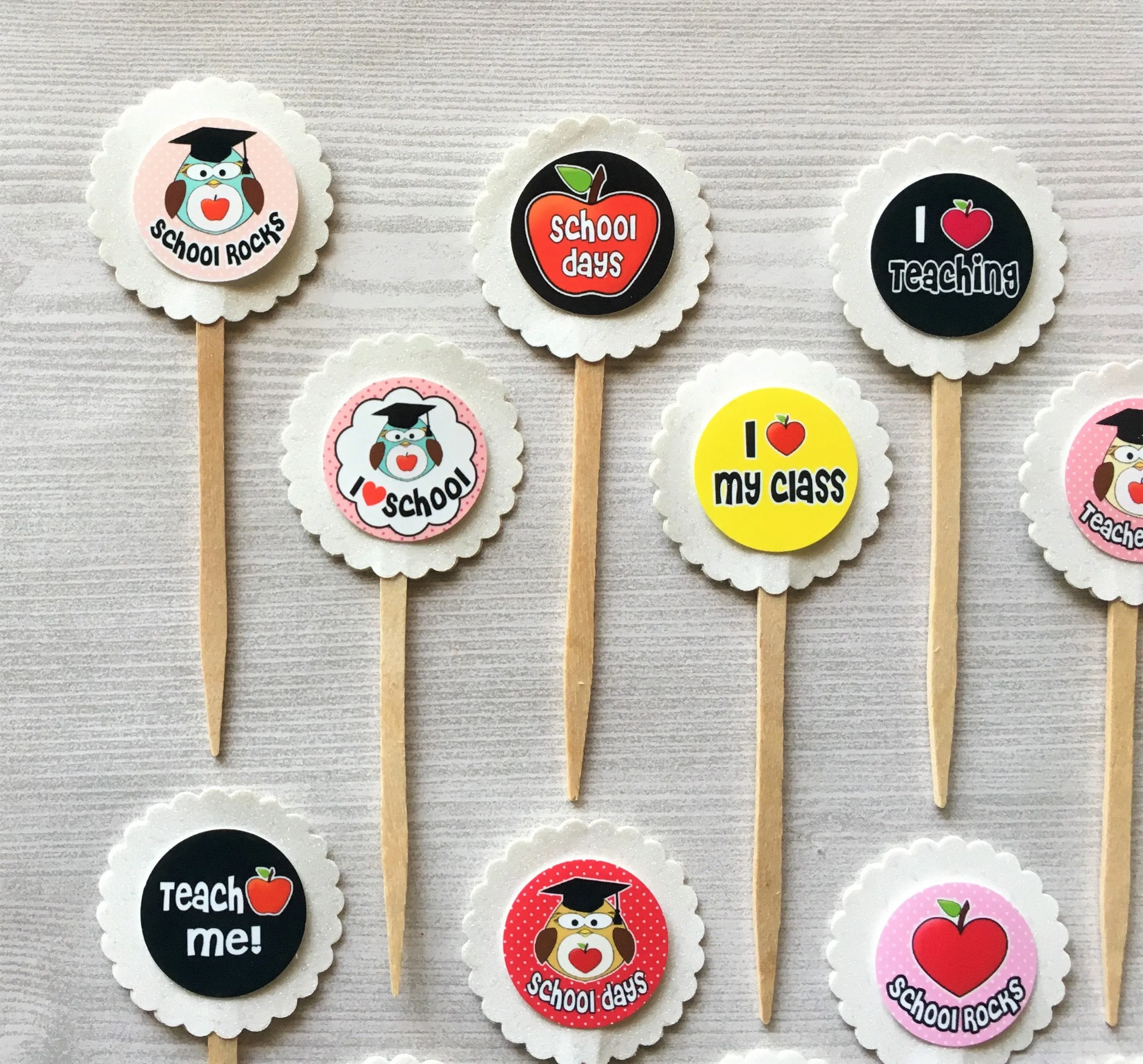 Teacher Appreciation Cupcake Toppers, Set of 15