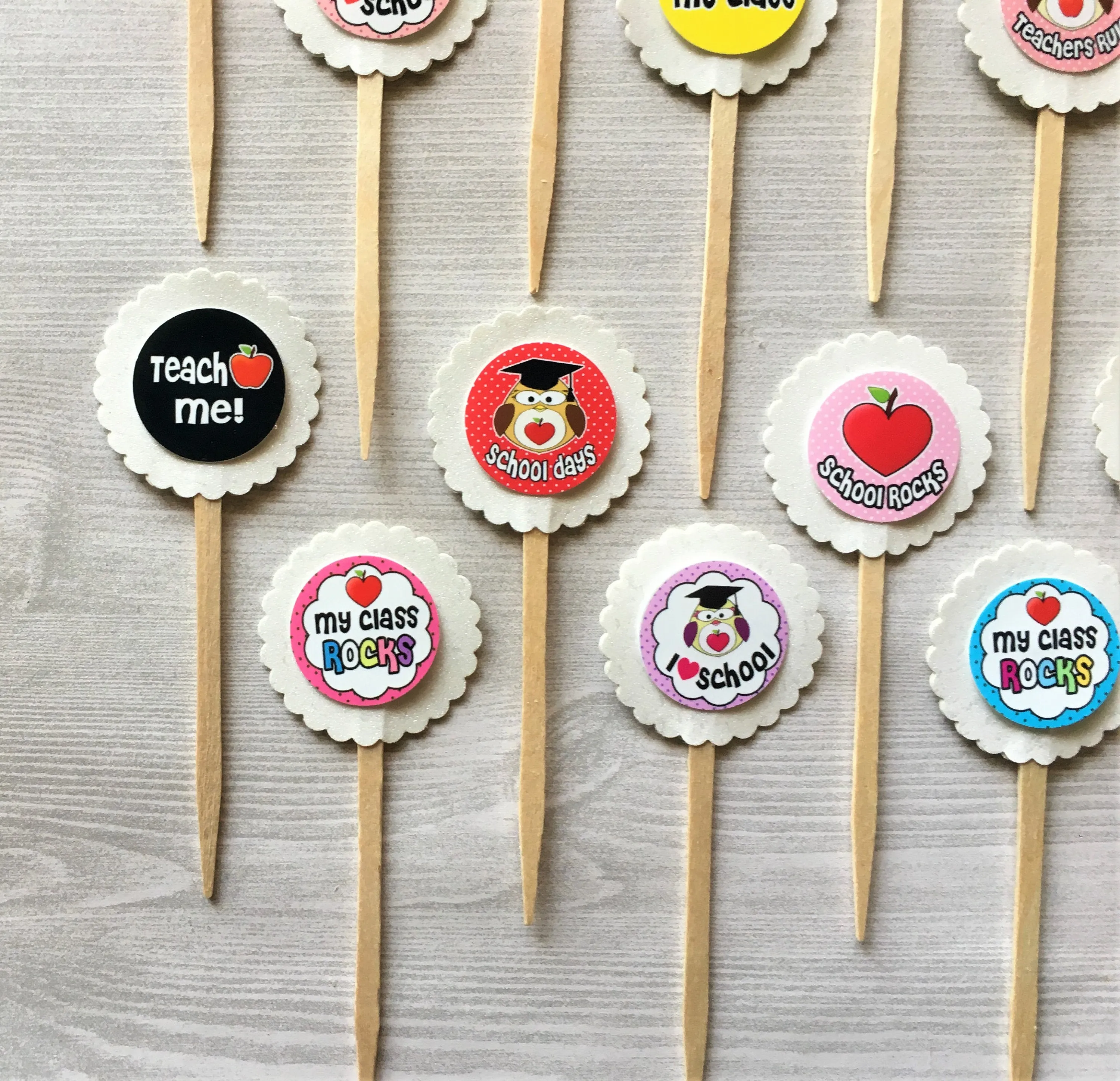 Teacher Appreciation Cupcake Toppers, Set of 15