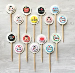Teacher Appreciation Cupcake Toppers, Set of 15