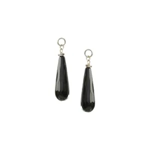 Teardrop Danglers in Black Agate