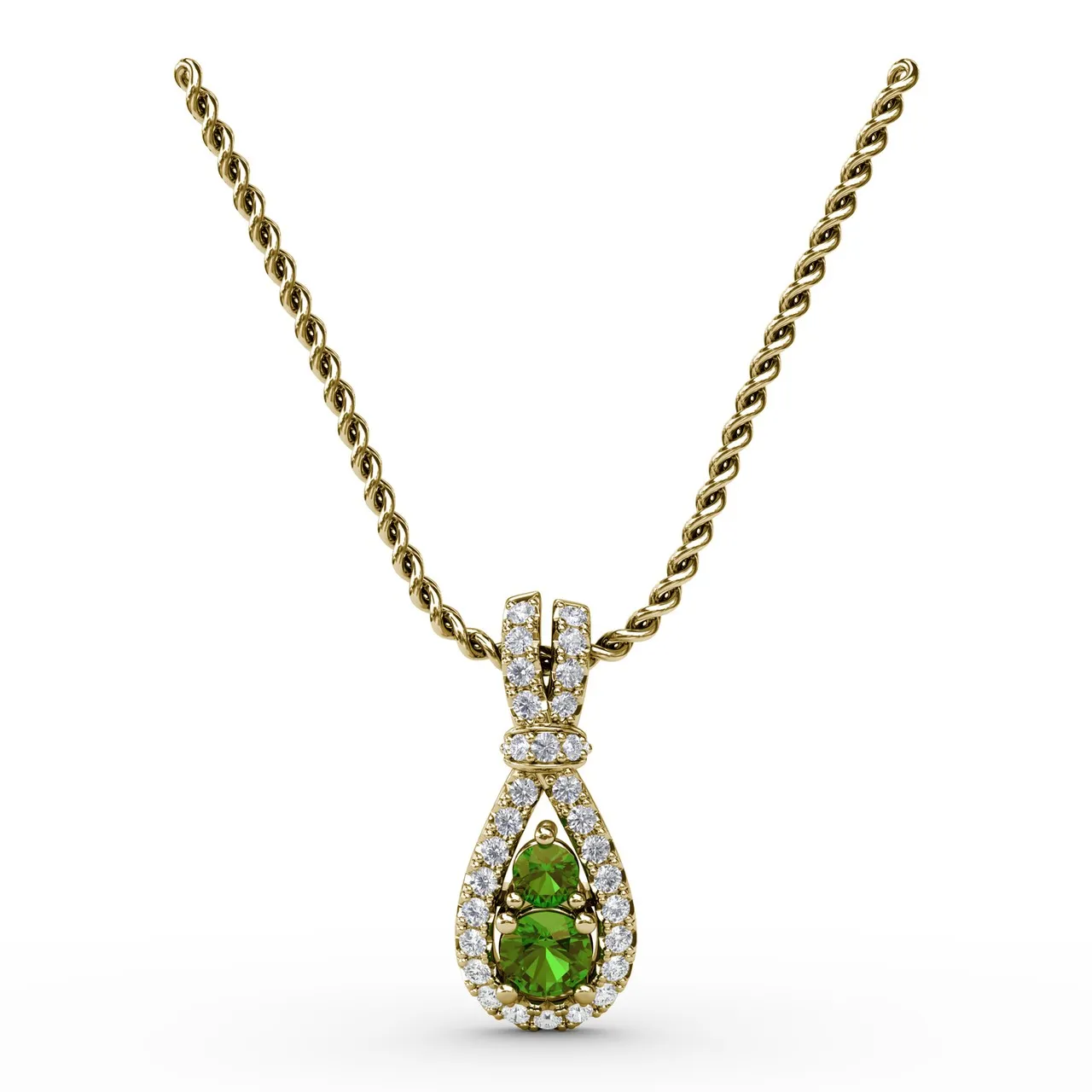 Teardrop Emerald and Diamond Pendant