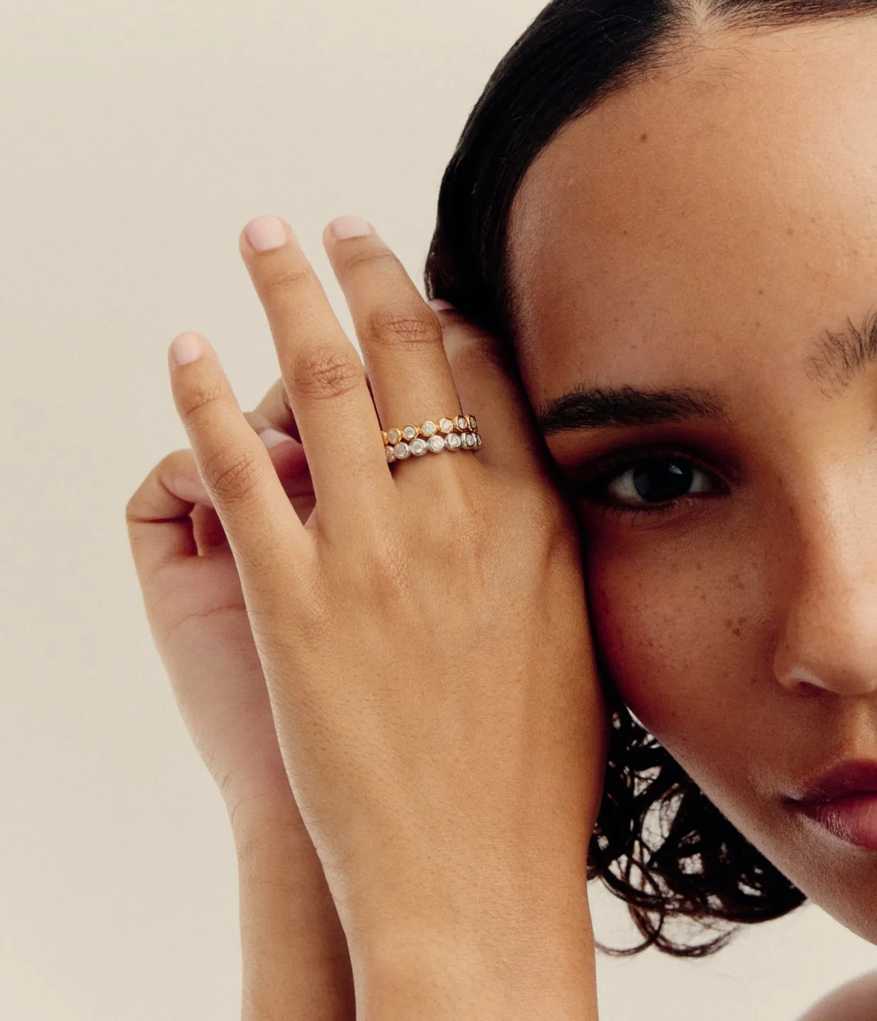 Tennis Stacking Ring in Silver