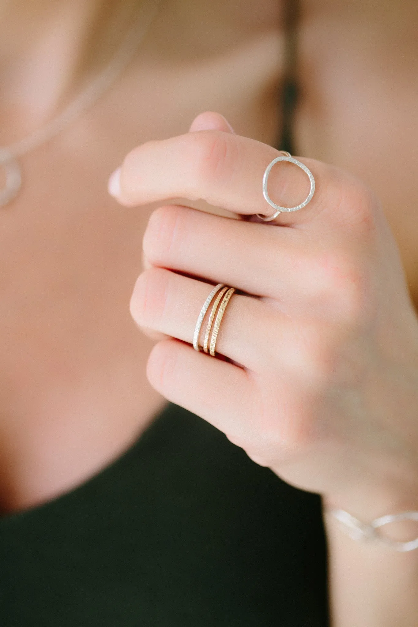 Textured Stacking Ring in Silver