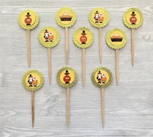 Thanksgiving Cupcake Toppers, Set of 10
