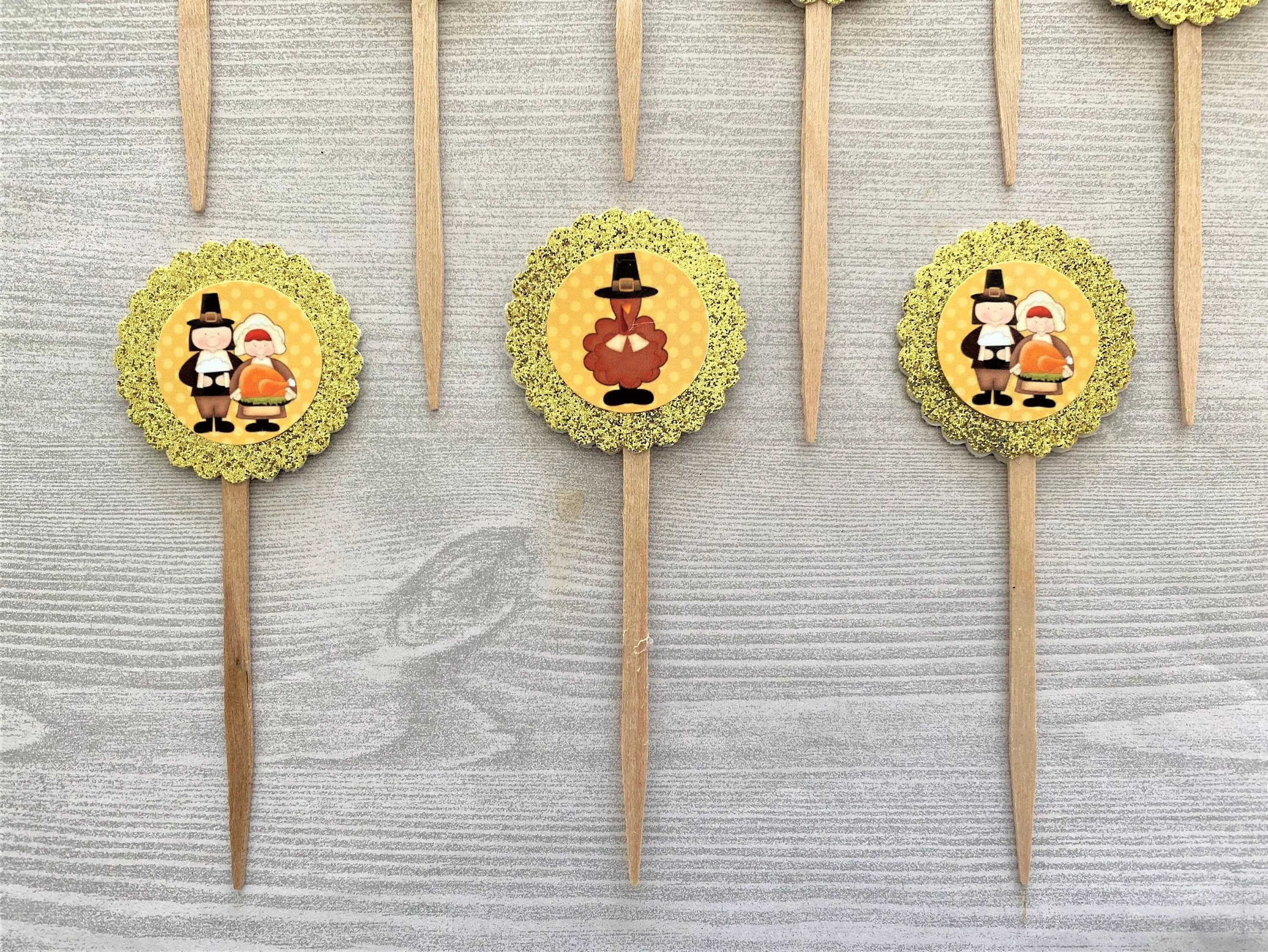 Thanksgiving Cupcake Toppers, Set of 10
