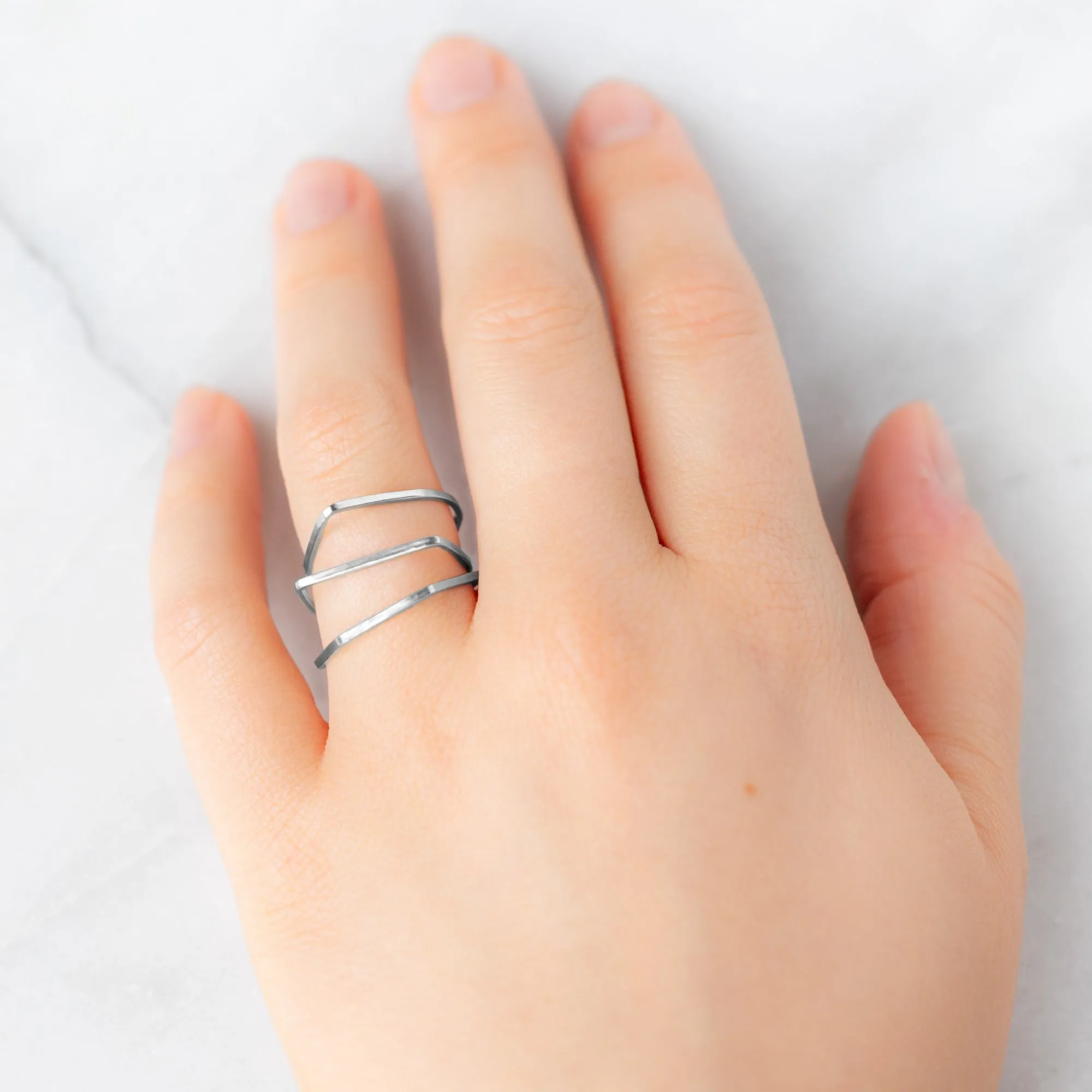 The Geometric Stacking Ring Set | Sterling Silver