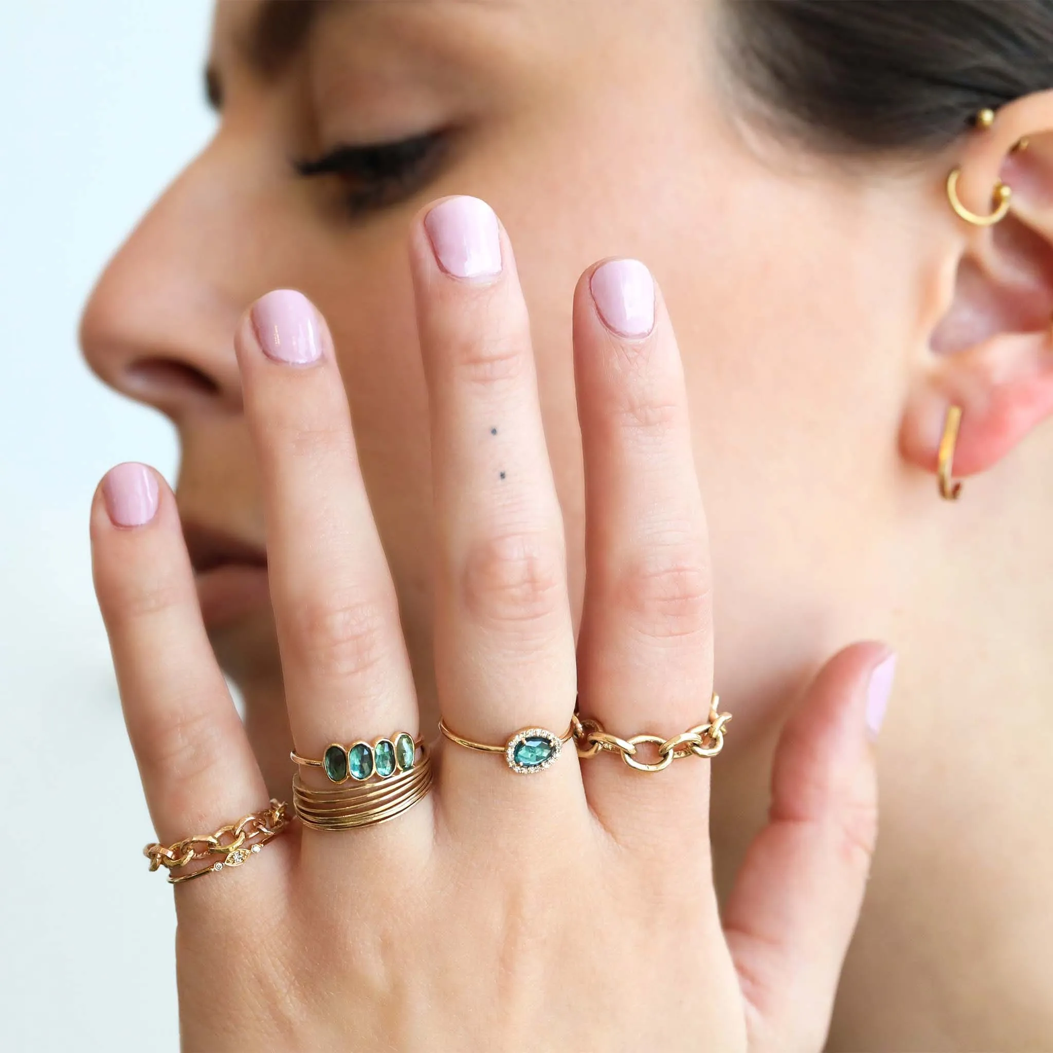 The "Stacking Rings" Set of Hammered 14 Karat Gold Stacking Rings