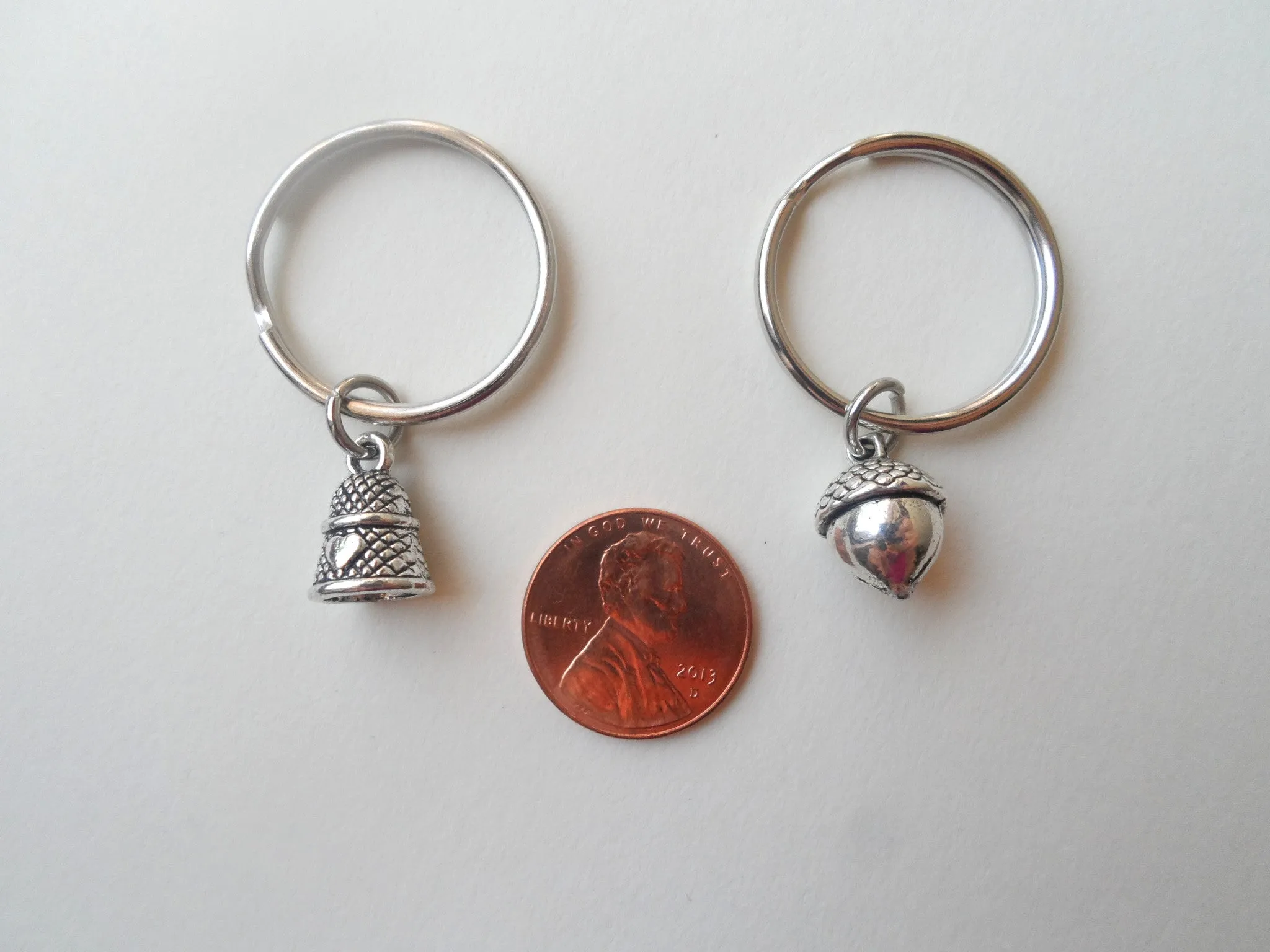 Thimble & Acorn Keychain Set - Peter Pan's Kiss; Couples Keychain Set