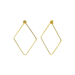 Thin Open Diamond Shape Stud Earring