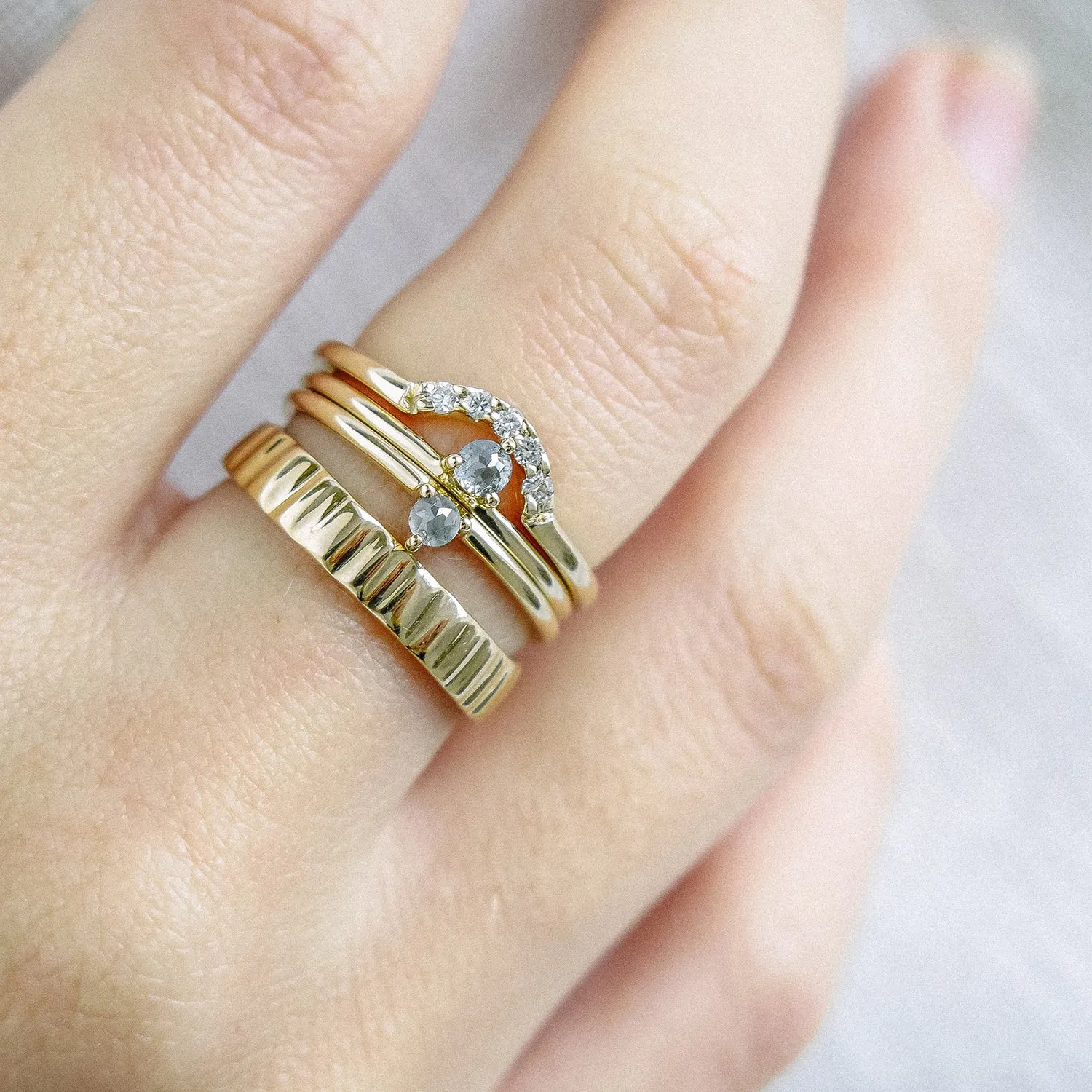 Three Claw Mini Cognac Diamond Ring in Yellow Gold