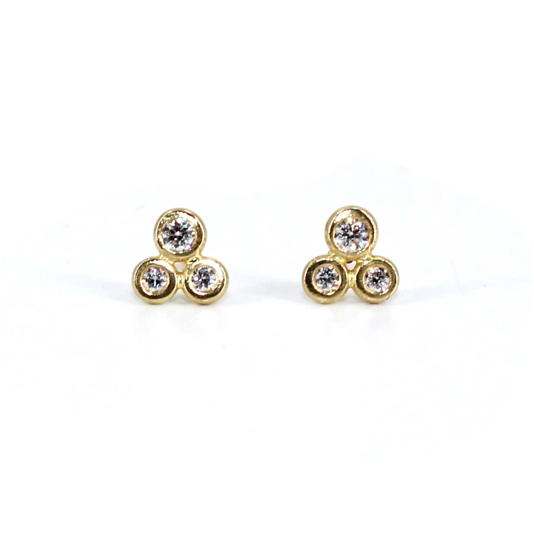 Three Diamond Cluster Stud Earrings