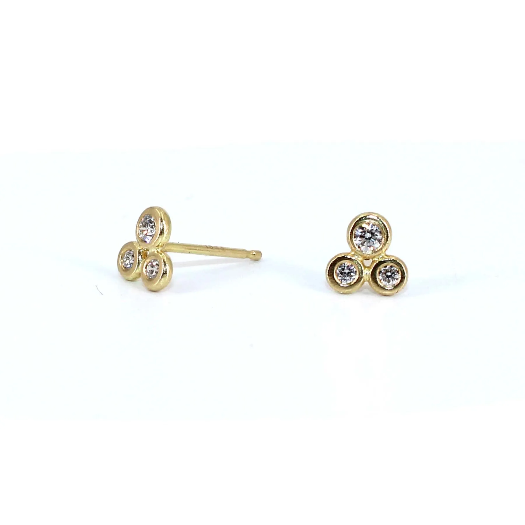 Three Diamond Cluster Stud Earrings