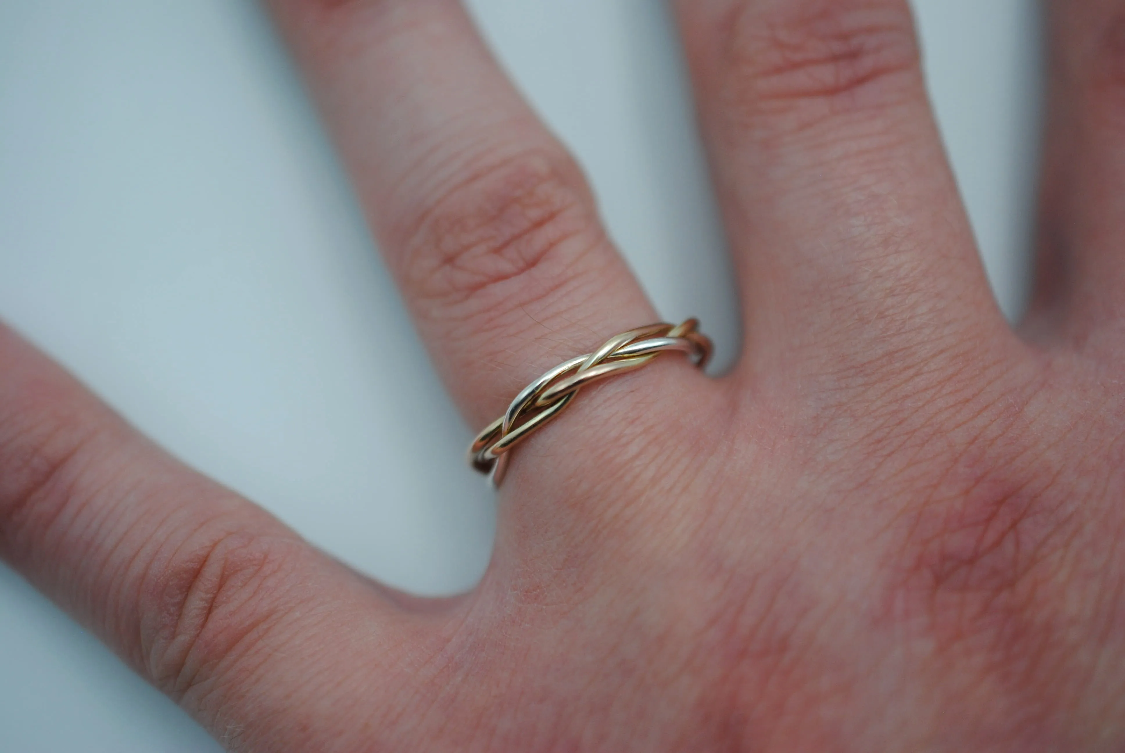 Three Tone Gold Fill Braid Ring