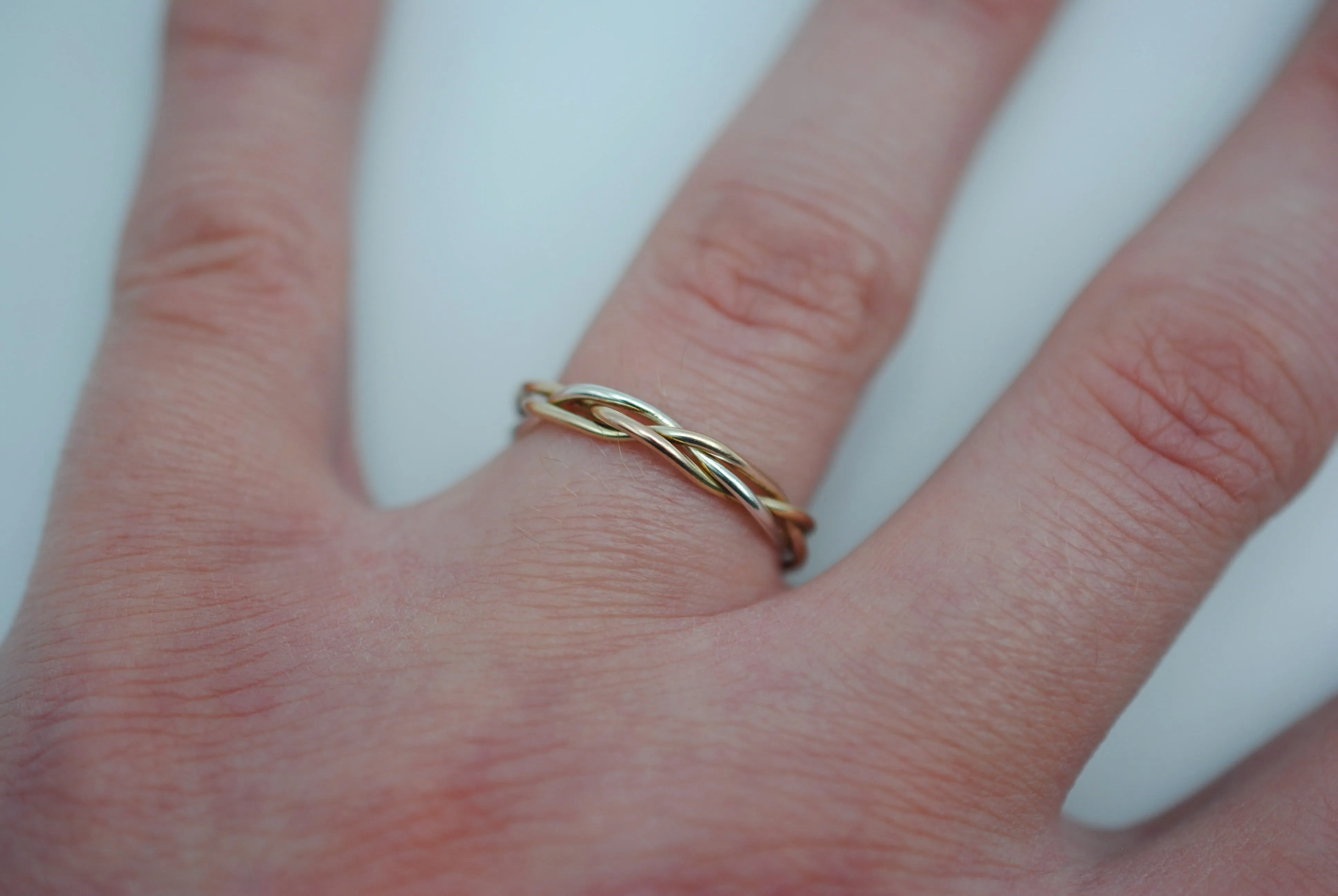 Three Tone Gold Fill Braid Ring