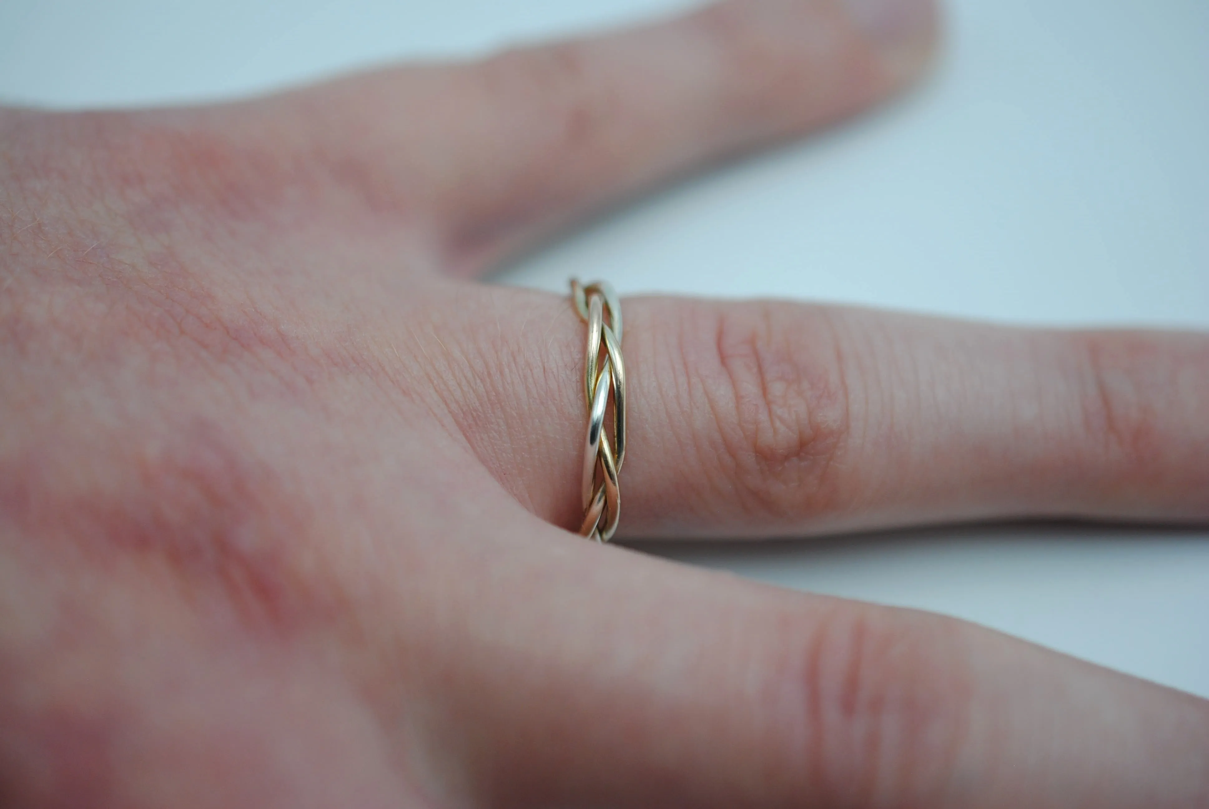 Three Tone Gold Fill Braid Ring