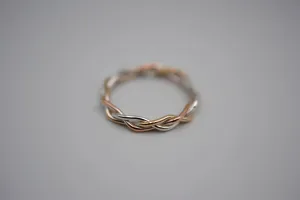 Three Tone Gold Fill Braid Ring