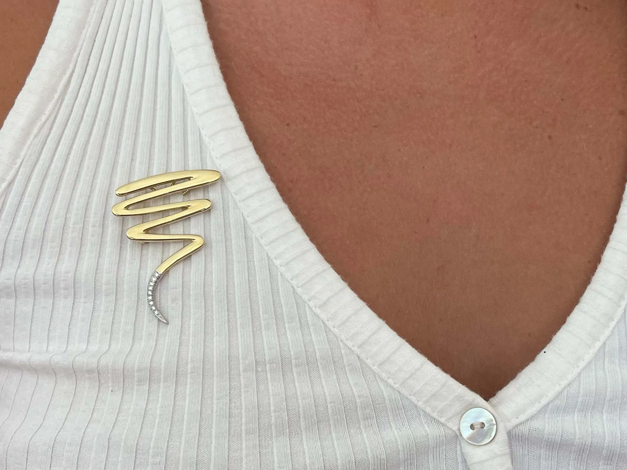 Tiffany & Co. 18k Gold Platinum Picasso Diamond Squiggle Brooch Pendant