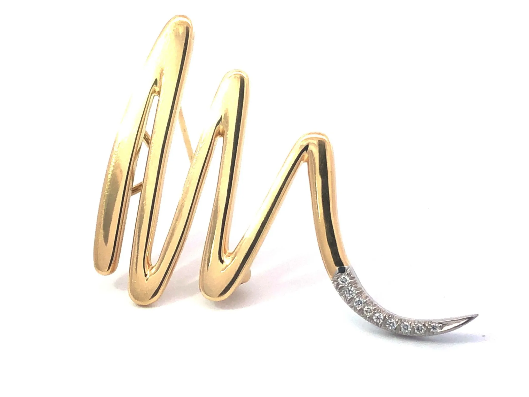 Tiffany & Co. 18k Gold Platinum Picasso Diamond Squiggle Brooch Pendant