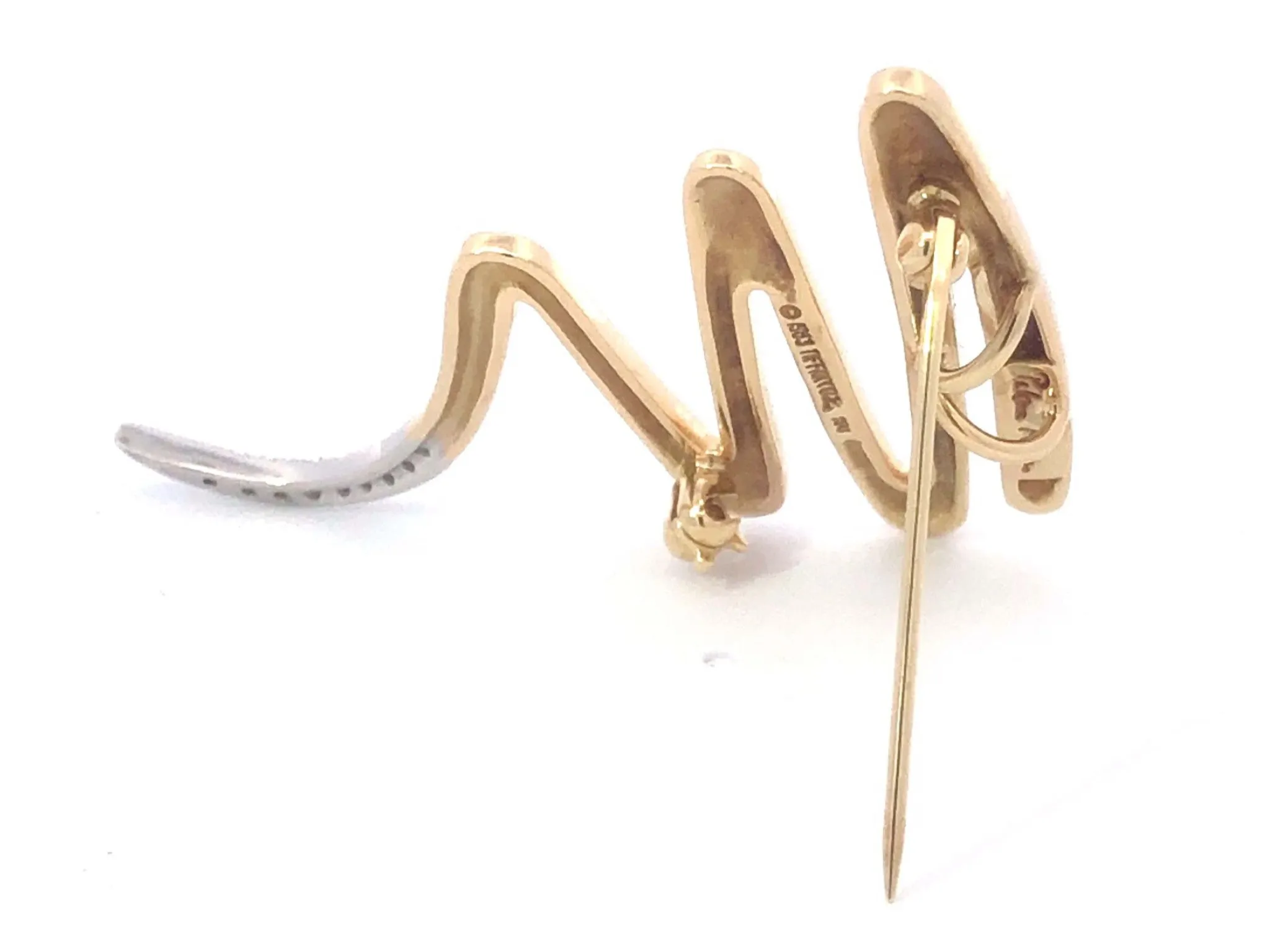 Tiffany & Co. 18k Gold Platinum Picasso Diamond Squiggle Brooch Pendant