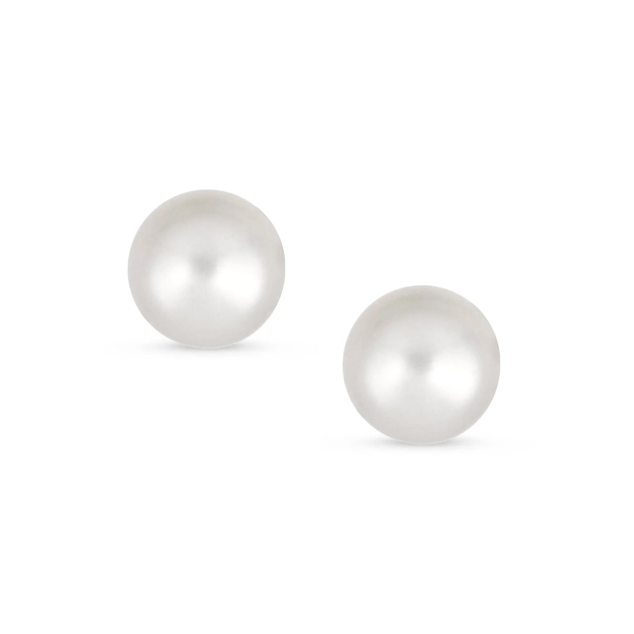 Tiny 10K Gold Freshwater Cultured Button Pearl Stud Earrings June Birthstone