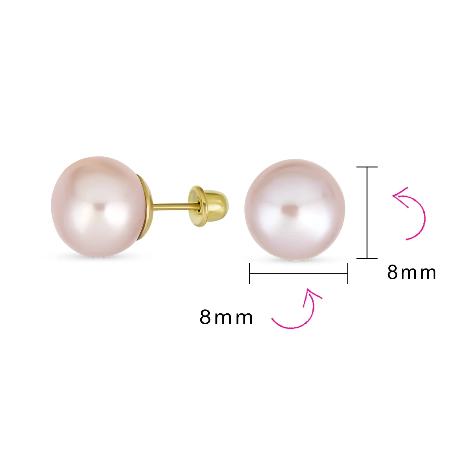 Tiny 10K Gold Freshwater Cultured Button Pearl Stud Earrings June Birthstone