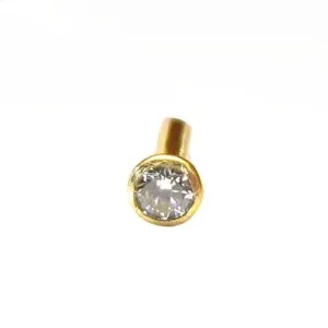 Tiny Dot small CZ Piercing Nose stud Pin Solid Real 14k Yellow Gold