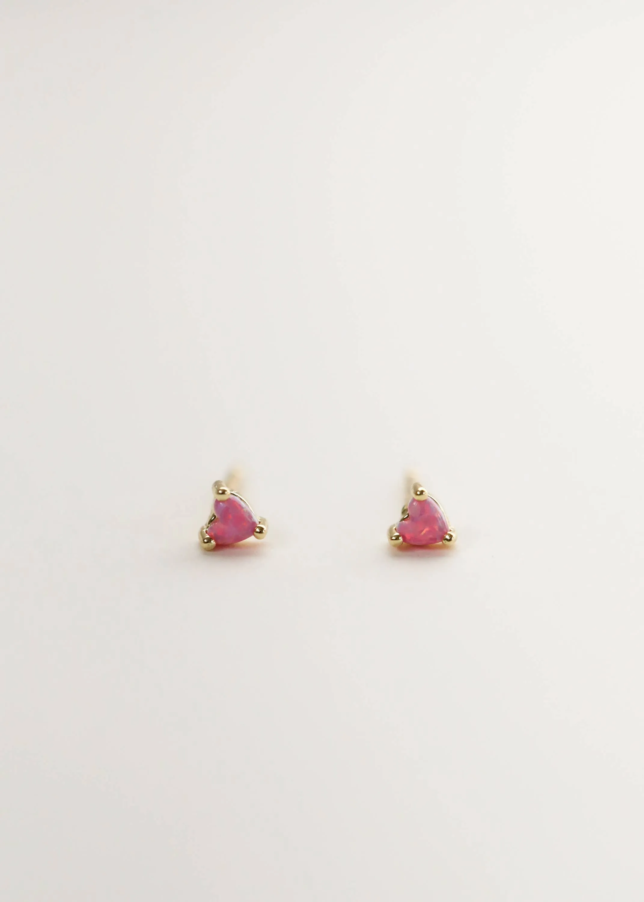 Tiny Pink Opal Heart Earring