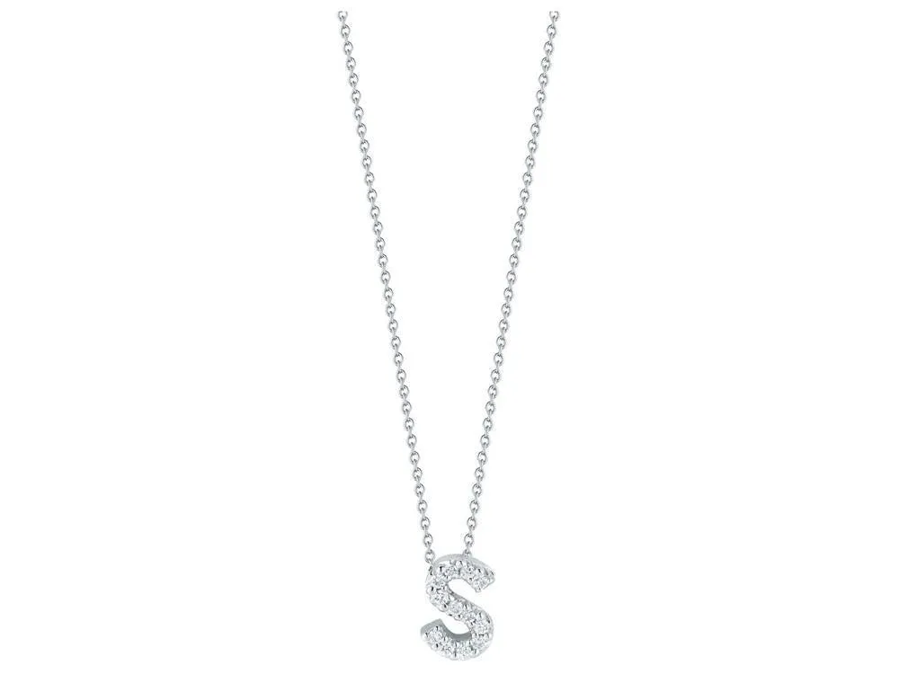 Tiny Treasures Diamond Love Letter "S" in White Gold