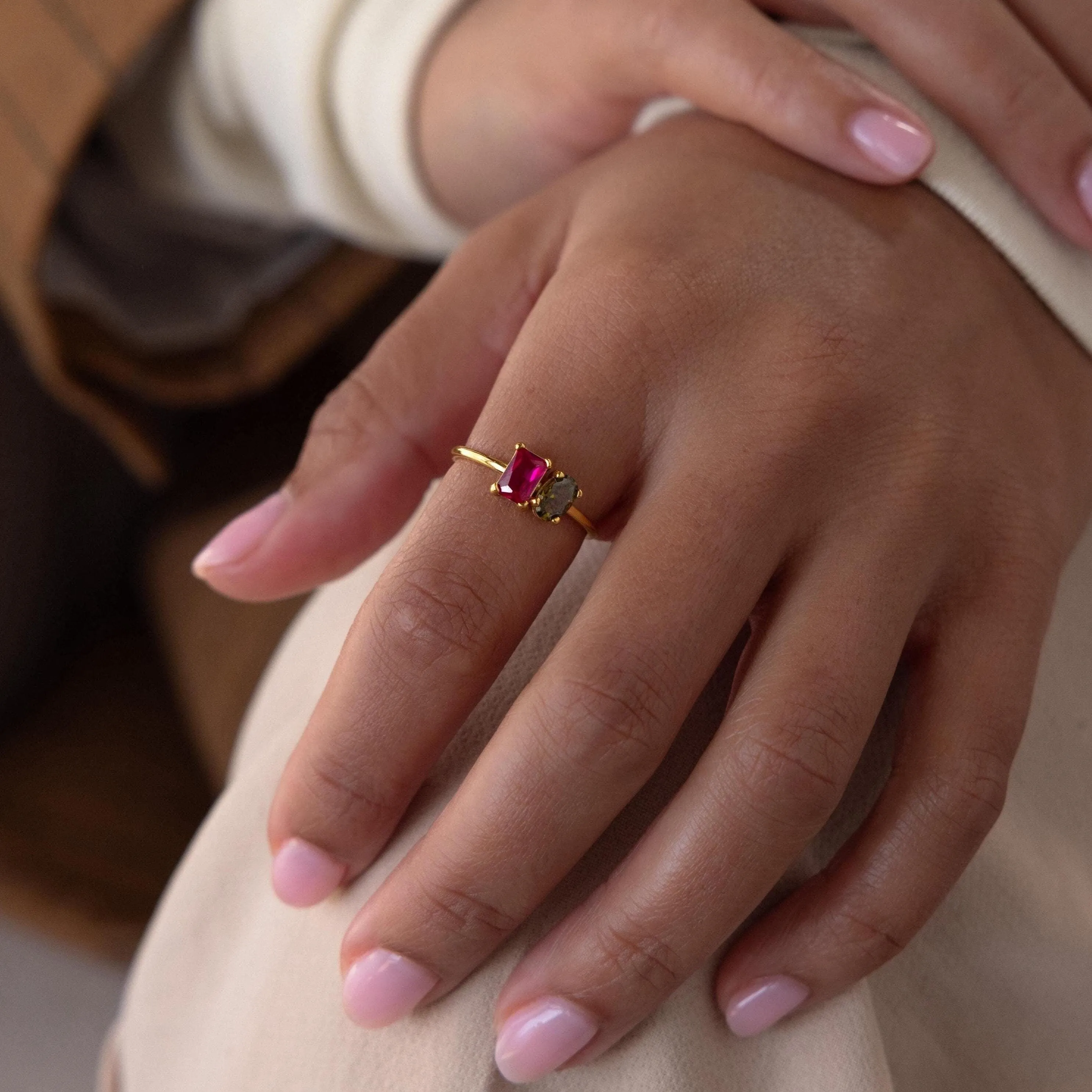 Toi et Moi Oval Birthstone Ring