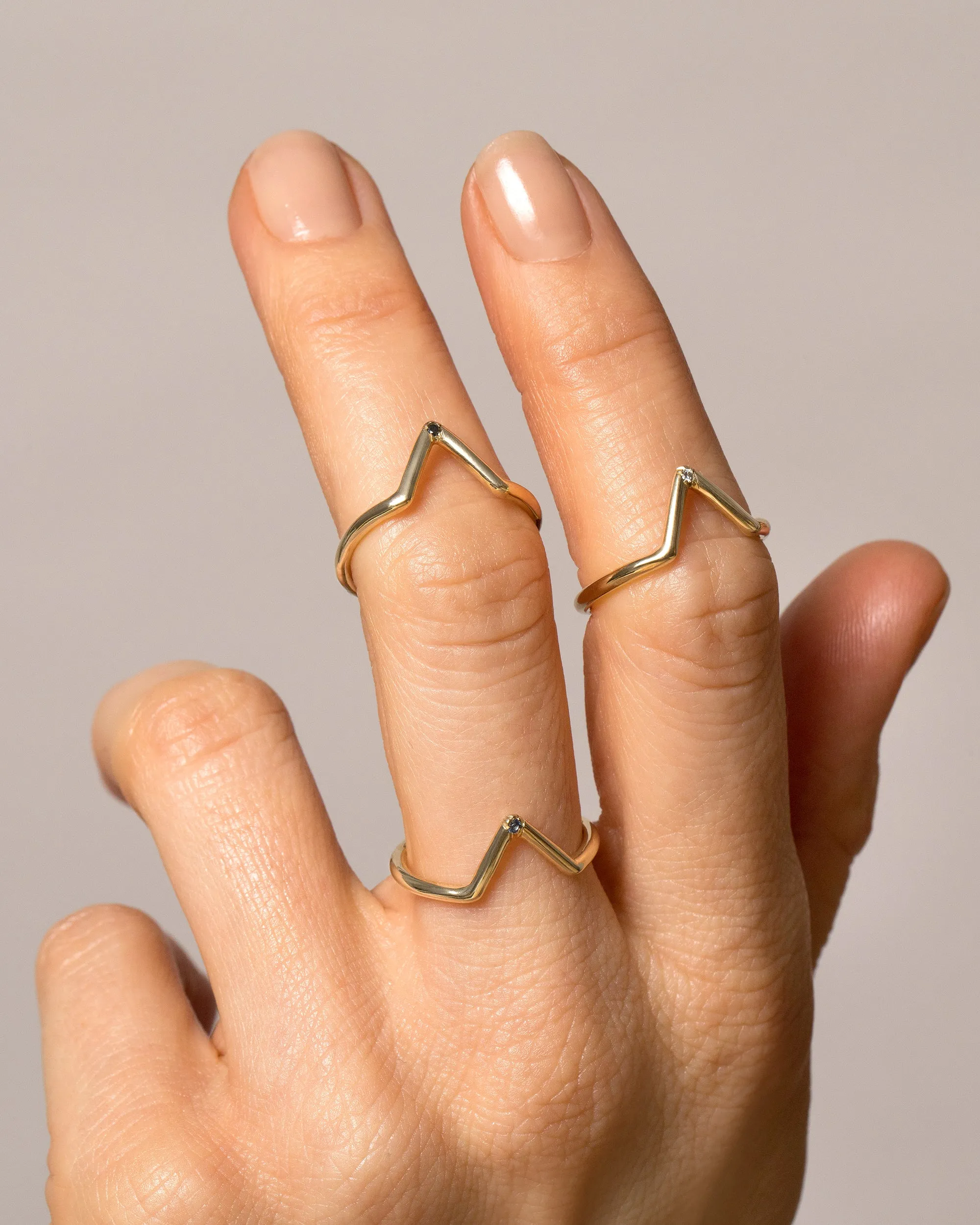 Triangle Band - Single Burnish-Set Stone