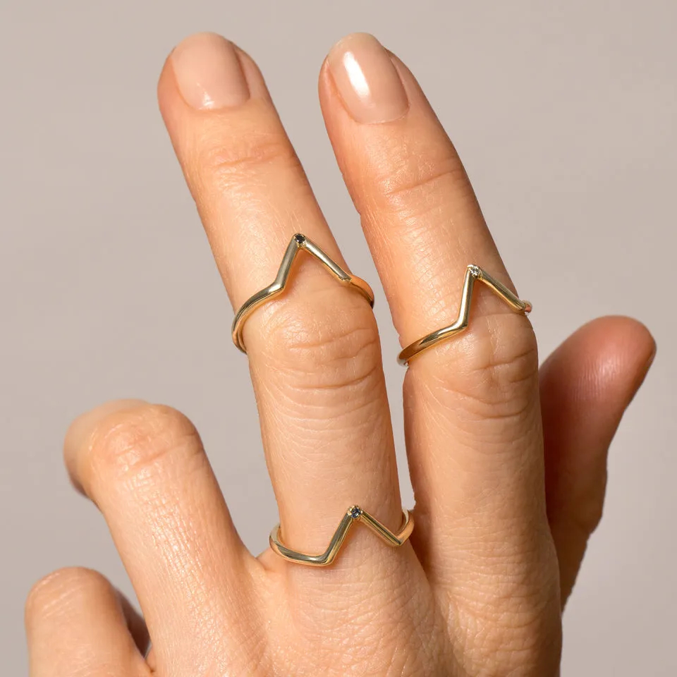 Triangle Band - Single Burnish-Set Stone