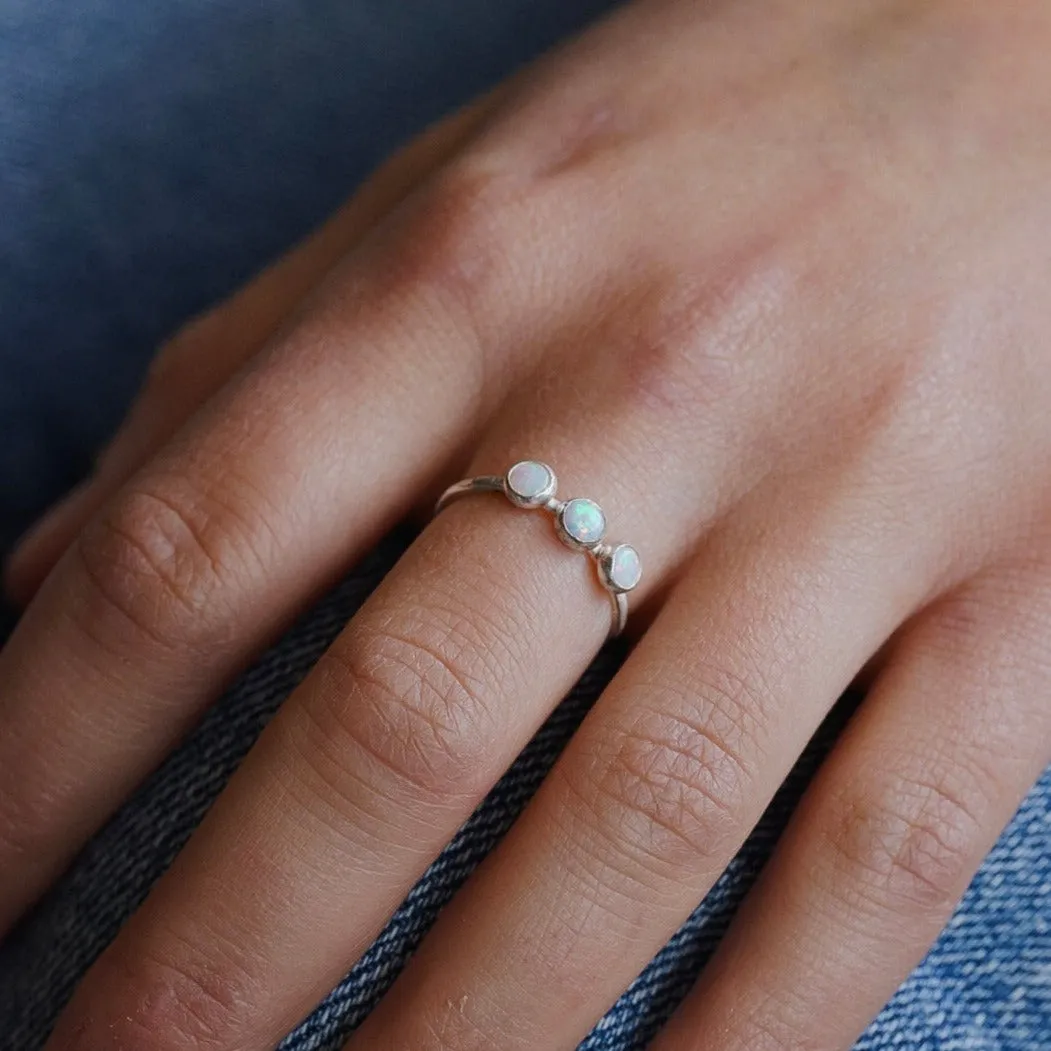 Triple Opal Ring in Sterling Silver