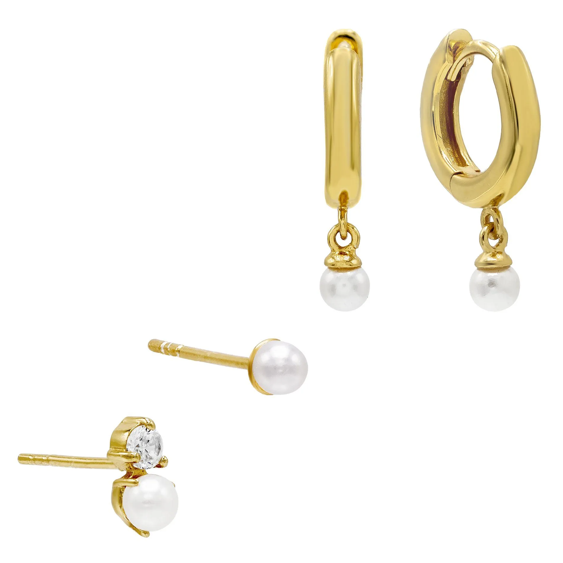 Triple Pearl Earring Combo Set