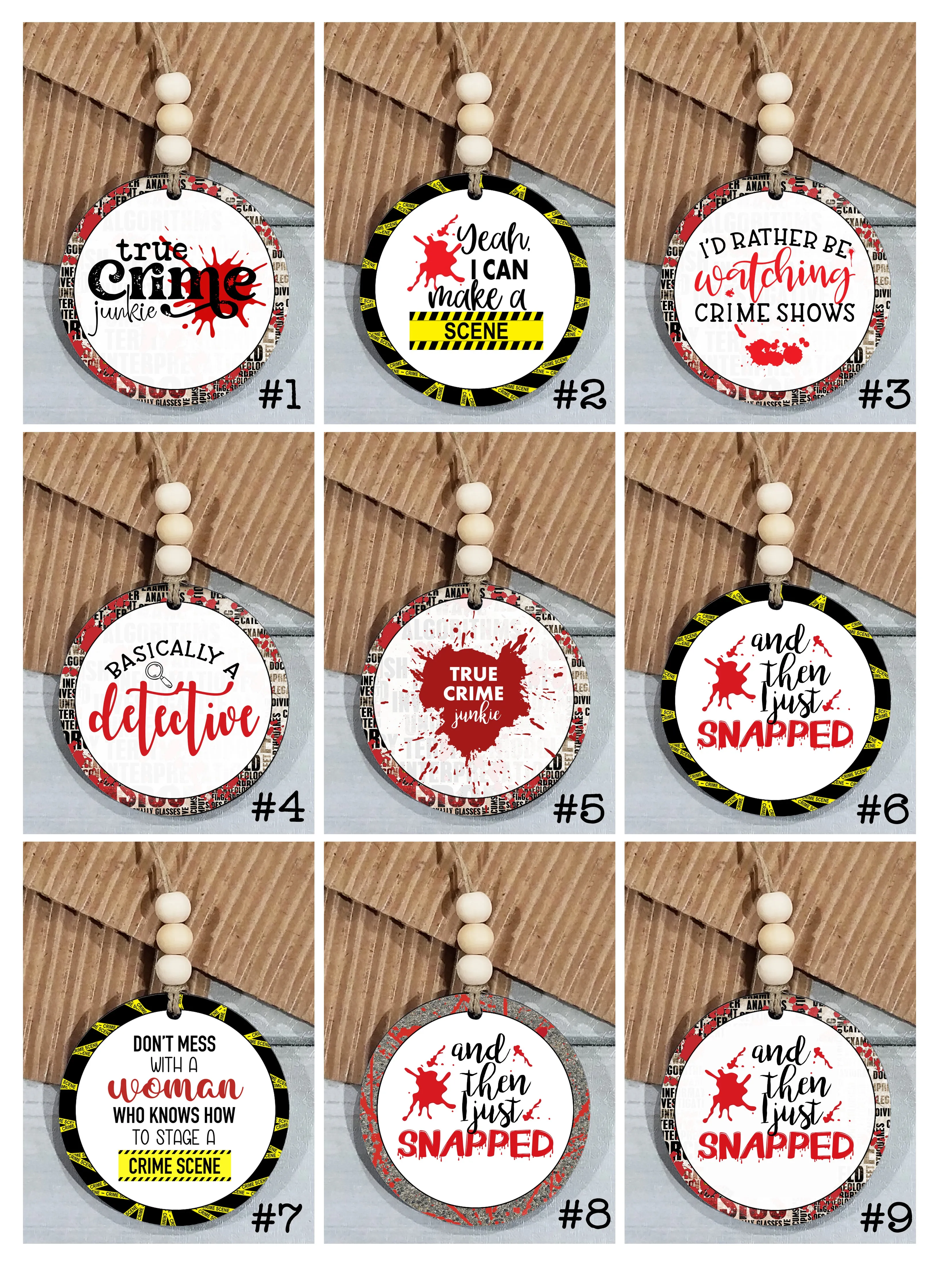 True Crime Lover Car Charms - Wholesale