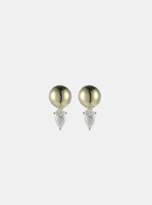 Tube Stud Gold and Diamond Earrings