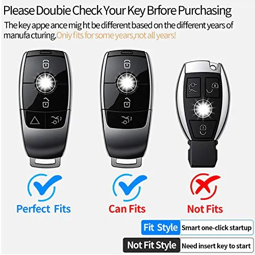 Tukellen for Mercedes Benz Key fob Cover Genuine Leather with Keychain,Leather Protector Key case Compatible Mercedes Benz 2017-2021 E-Class 2018-2021 S-Class 2019-2021 A-Class C-Class G-Class-Brown