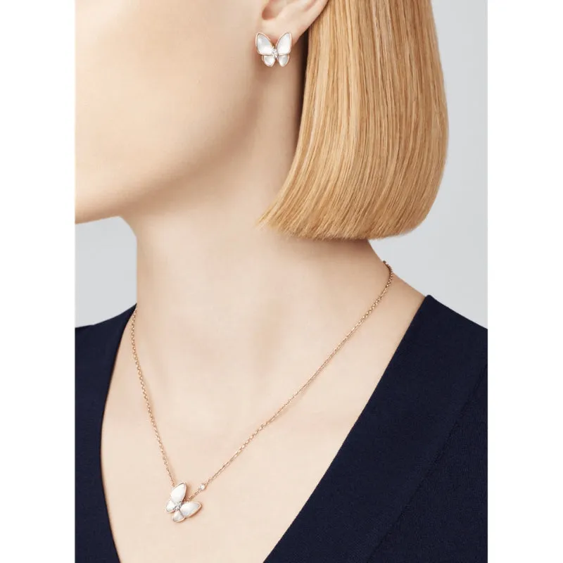 Two Butterfly Mother-of-Pearl Stud Earrings 