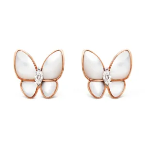 Two Butterfly Mother-of-Pearl Stud Earrings 
