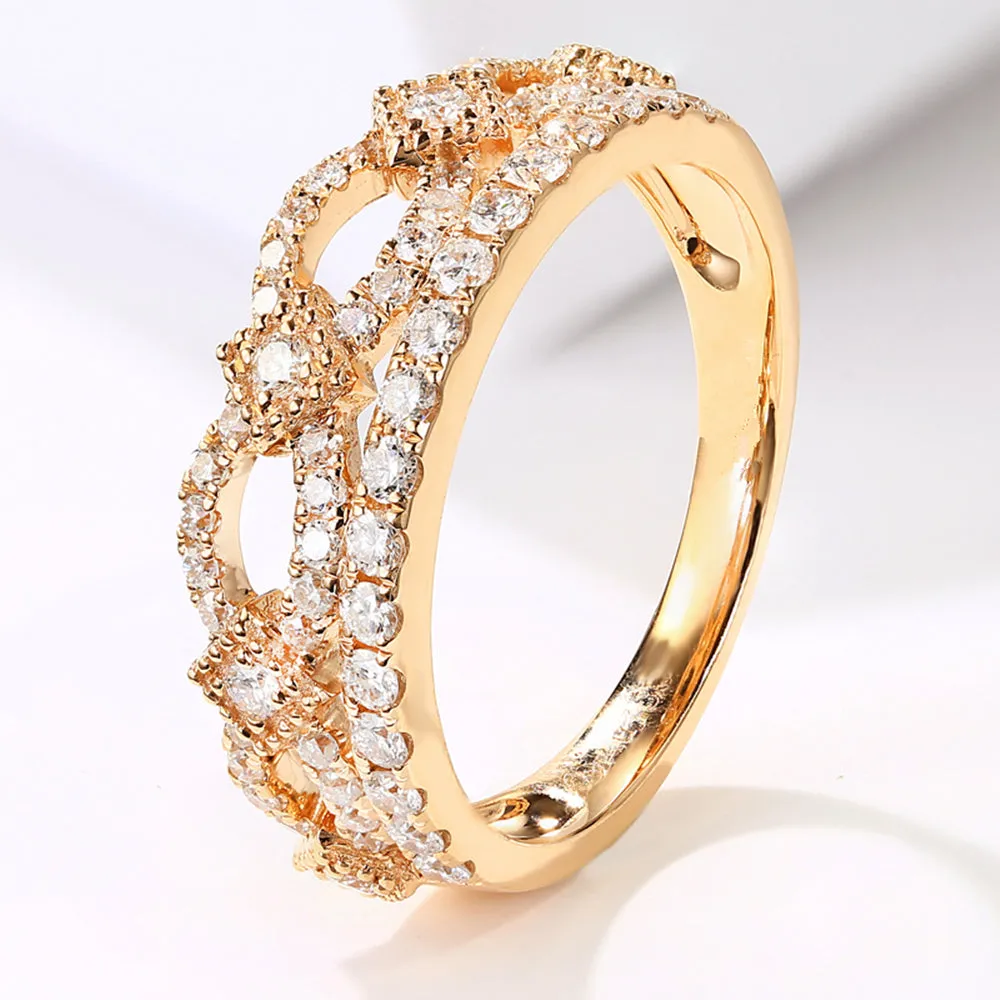 Two Layer Diamond Pave Crown Shape Ring