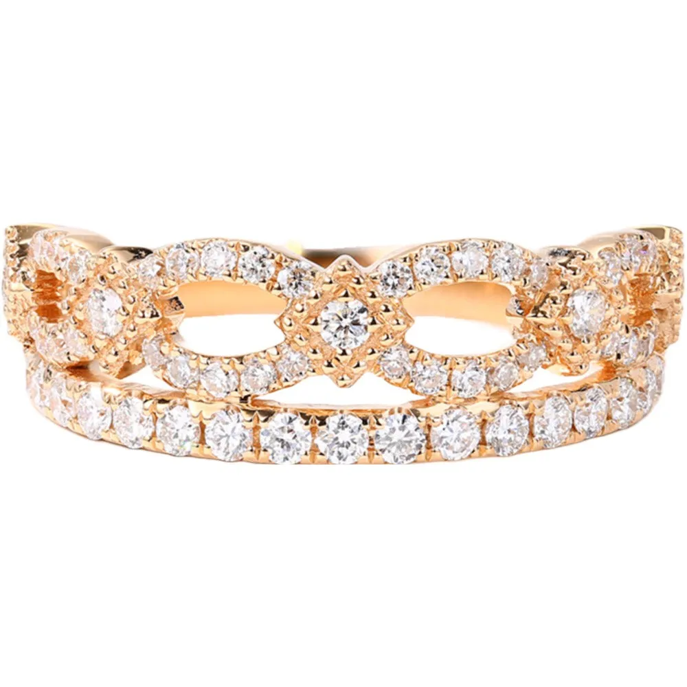 Two Layer Diamond Pave Crown Shape Ring