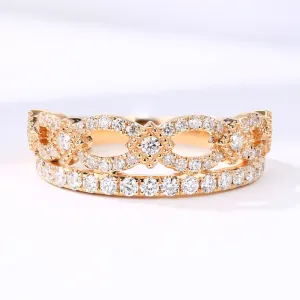 Two Layer Diamond Pave Crown Shape Ring