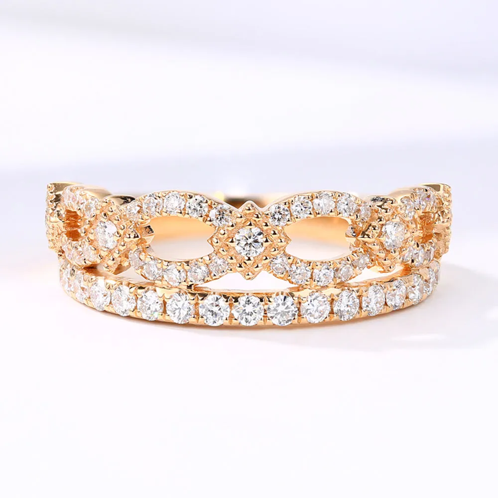 Two Layer Diamond Pave Crown Shape Ring