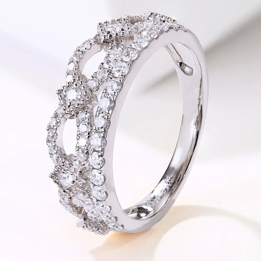 Two Layer Diamond Pave Crown Shape Ring