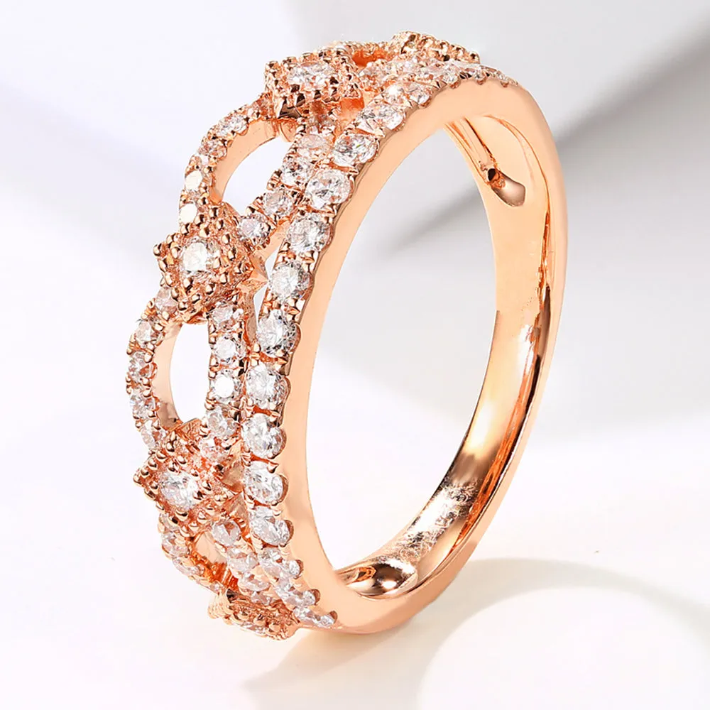 Two Layer Diamond Pave Crown Shape Ring