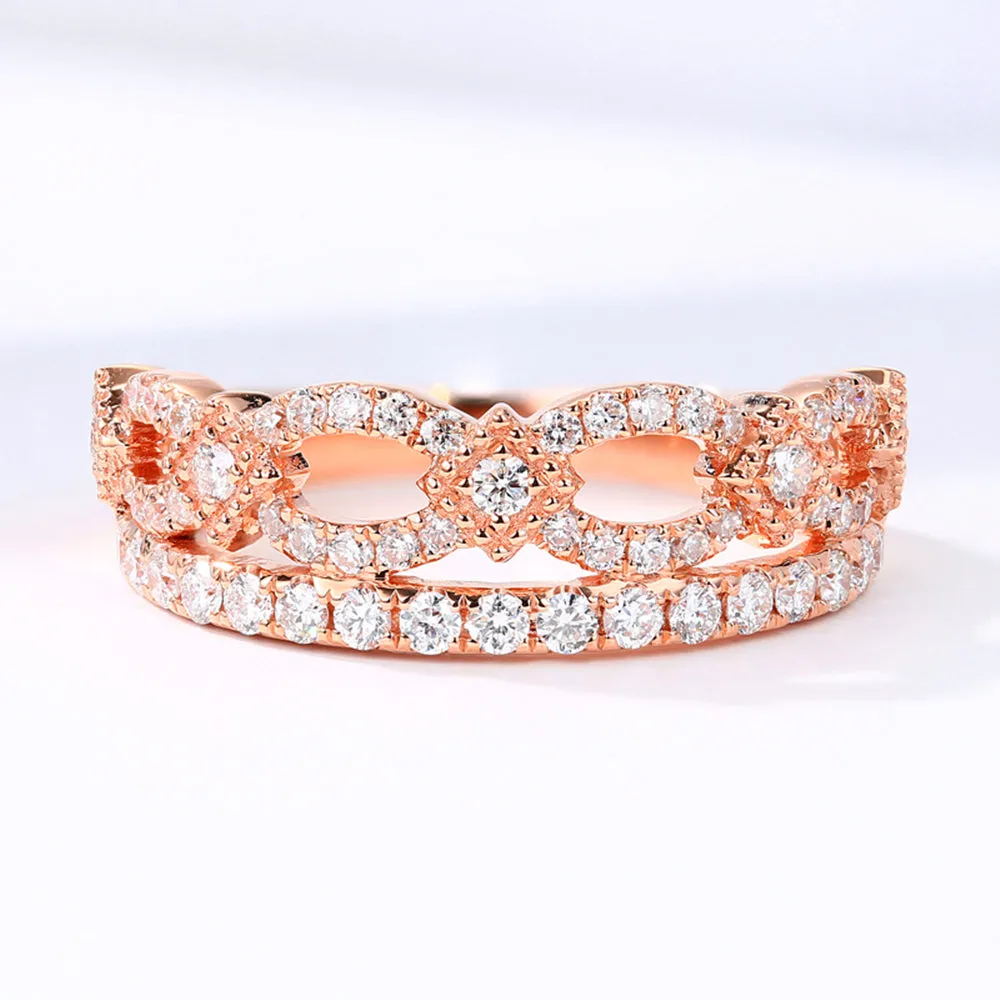 Two Layer Diamond Pave Crown Shape Ring