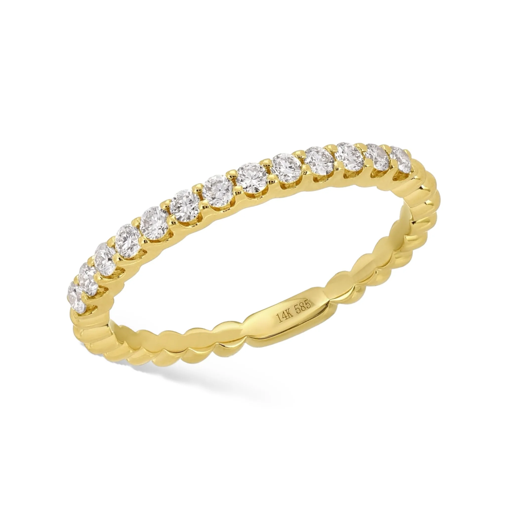 U Set Half Diamond Half Gold Bead Band